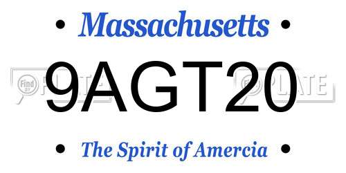 9AGT20 Massachusetts License Plate