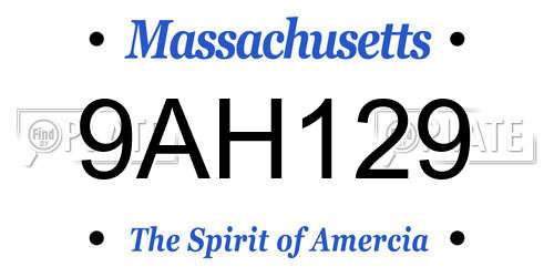 9AH129 Massachusetts License Plate