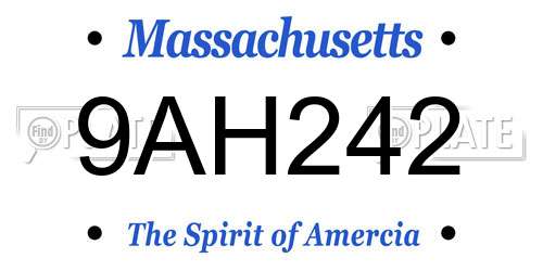 9AH242 Massachusetts License Plate