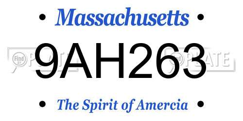 9AH263 Massachusetts License Plate