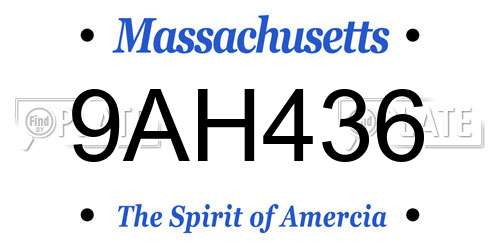9AH436 Massachusetts License Plate