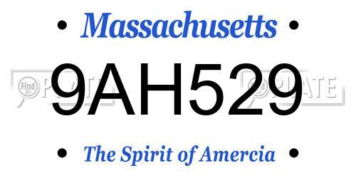 9AH529 Massachusetts License Plate