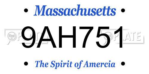 9AH751 Massachusetts License Plate