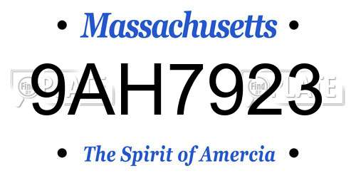 9AH7923 Massachusetts License Plate