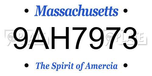 9AH7973 Massachusetts License Plate