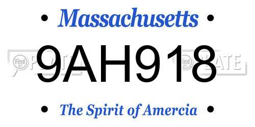 9AH918 Massachusetts License Plate