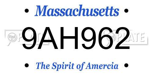 9AH962 Massachusetts License Plate