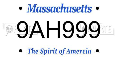 9AH999 Massachusetts License Plate