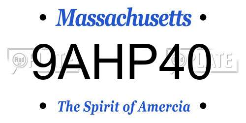 9AHP40 Massachusetts License Plate