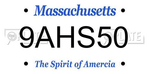 9AHS50 Massachusetts License Plate