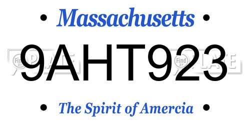 9AHT923 Massachusetts License Plate