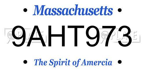 9AHT973 Massachusetts License Plate