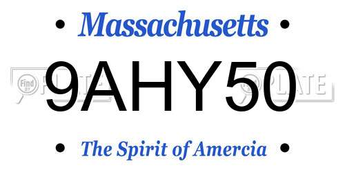 9AHY50 Massachusetts License Plate
