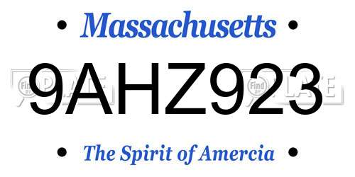 9AHZ923 Massachusetts License Plate