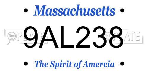 9AL238 Massachusetts License Plate