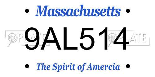 9AL514 Massachusetts License Plate