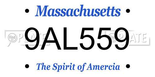 9AL559 Massachusetts License Plate