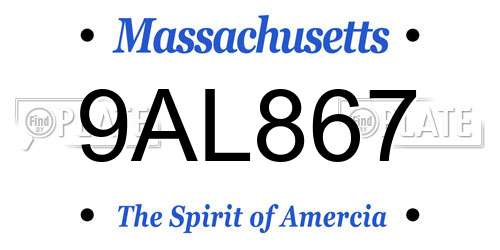9AL867 Massachusetts License Plate