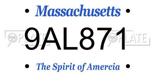 9AL871 Massachusetts License Plate