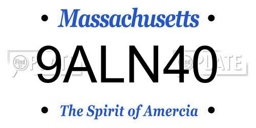 9ALN40 Massachusetts License Plate