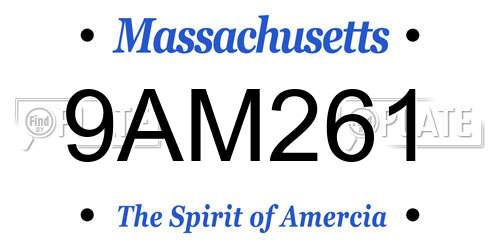 9AM261 Massachusetts License Plate