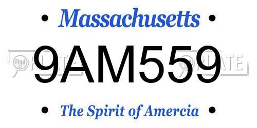 9AM559 Massachusetts License Plate
