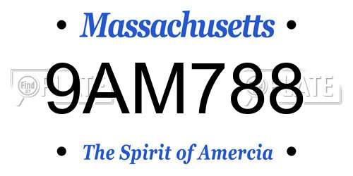 9AM788 Massachusetts License Plate