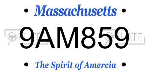 9AM859 Massachusetts License Plate