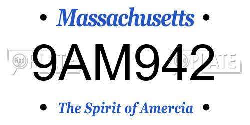 9AM942 Massachusetts License Plate