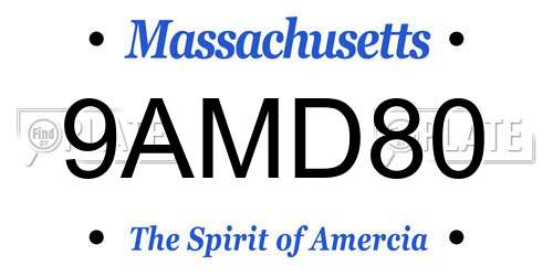 9AMD80 Massachusetts License Plate
