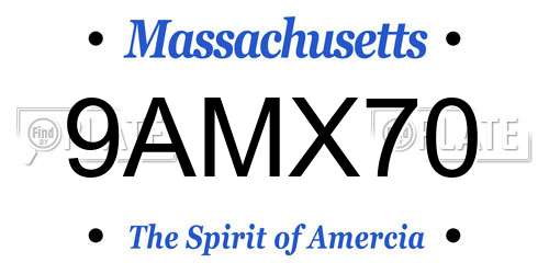 9AMX70 Massachusetts License Plate
