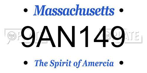 9AN149 Massachusetts License Plate