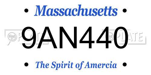 9AN440 Massachusetts License Plate