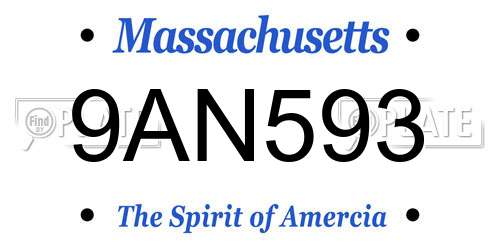 9AN593 Massachusetts License Plate