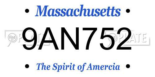 9AN752 Massachusetts License Plate