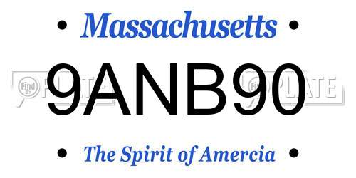 9ANB90 Massachusetts License Plate