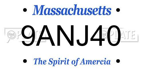 9ANJ40 Massachusetts License Plate