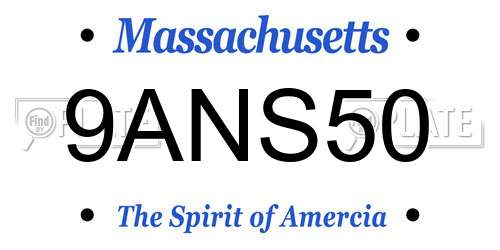 9ANS50 Massachusetts License Plate