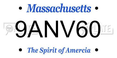9ANV60 Massachusetts License Plate