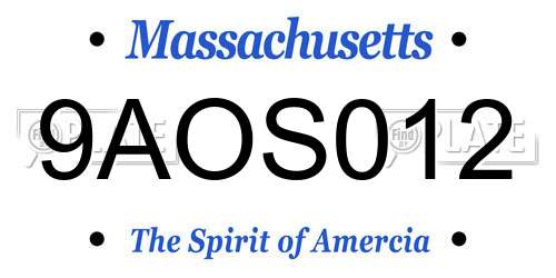 9AOS012 Massachusetts License Plate