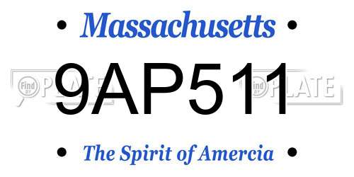 9AP511 Massachusetts License Plate
