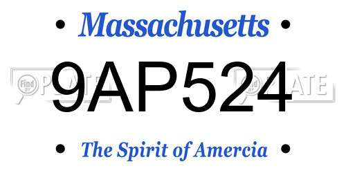 9AP524 Massachusetts License Plate
