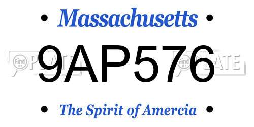 9AP576 Massachusetts License Plate