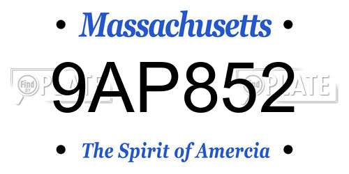 9AP852 Massachusetts License Plate