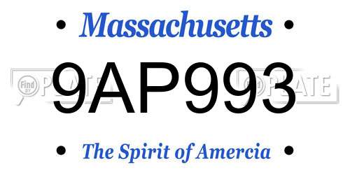 9AP993 Massachusetts License Plate