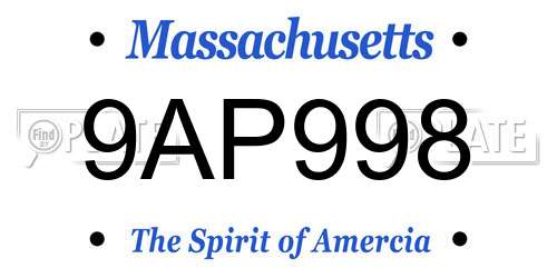 9AP998 Massachusetts License Plate