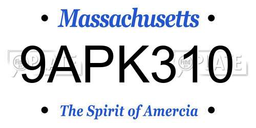 9APK310 Massachusetts License Plate