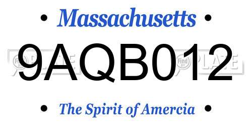 9AQB012 Massachusetts License Plate