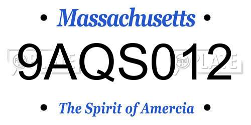 9AQS012 Massachusetts License Plate
