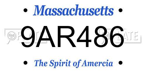 9AR486 Massachusetts License Plate